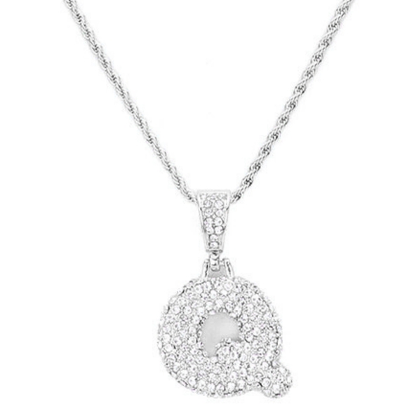 Silver Monogram "Q" Crystal Initial Pendant Necklace - Picture 3 of 4